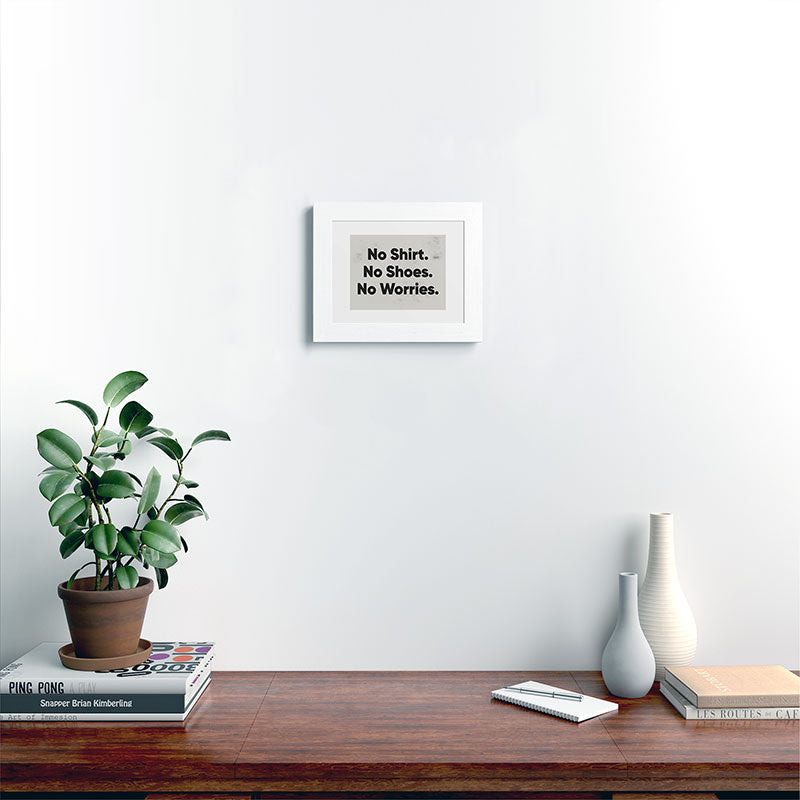 DENY Designs no shirt no shoes no worries Framed Art Print