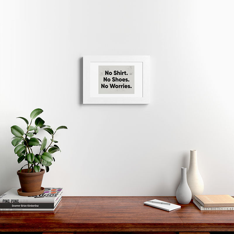 DENY Designs no shirt no shoes no worries Framed Art Print