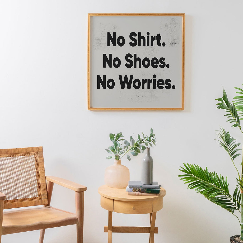 DENY Designs no shirt no shoes no worries Framed Wall Art