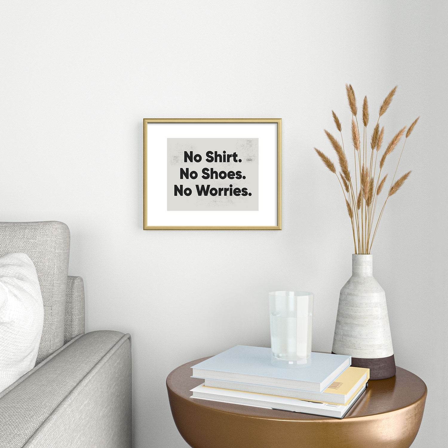 DENY Designs no shirt no shoes no worries Metal Framed Art Print