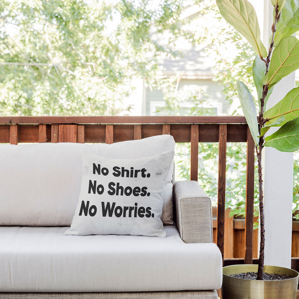 DENY Designs no shirt no shoes no worries Outdoor Throw Pillow