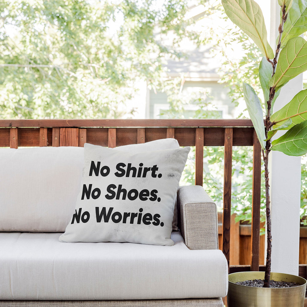 DENY Designs no shirt no shoes no worries Outdoor Throw Pillow