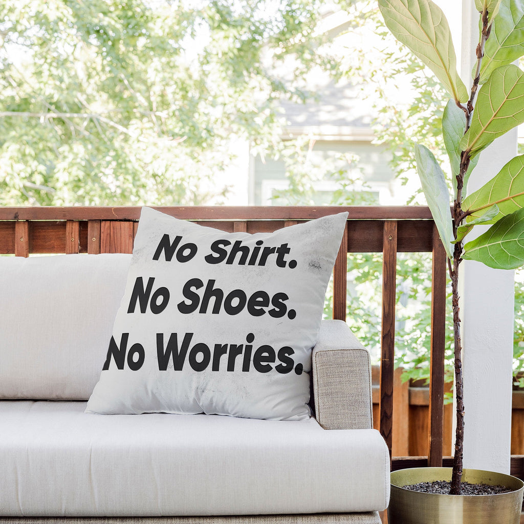 DENY Designs no shirt no shoes no worries Outdoor Throw Pillow