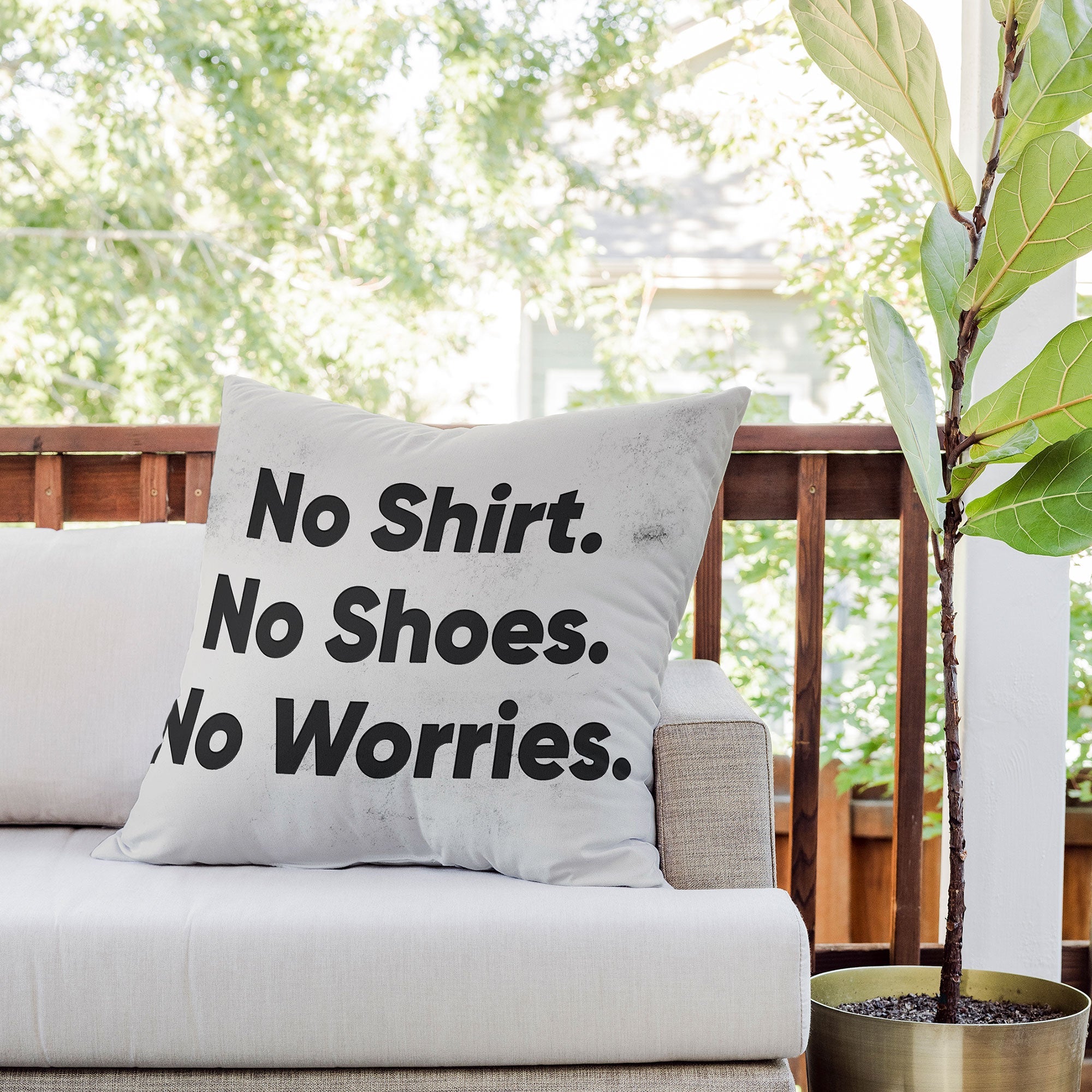 DENY Designs no shirt no shoes no worries Outdoor Throw Pillow