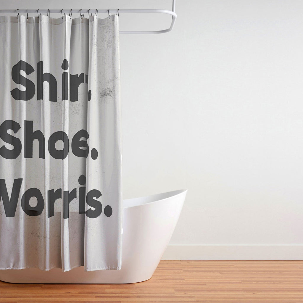 DENY Designs no shirt no shoes no worries Shower Curtain