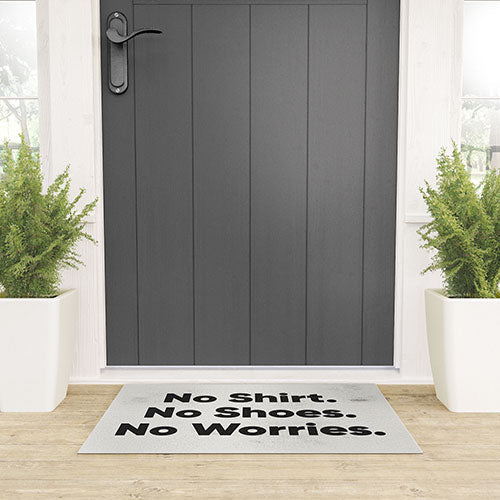 DENY Designs no shirt no shoes no worries Welcome Mat
