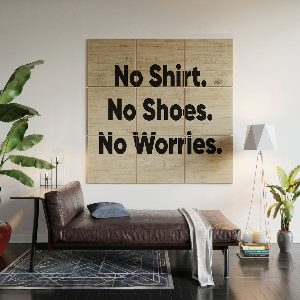 DENY Designs no shirt no shoes no worries Wood Wall Mural