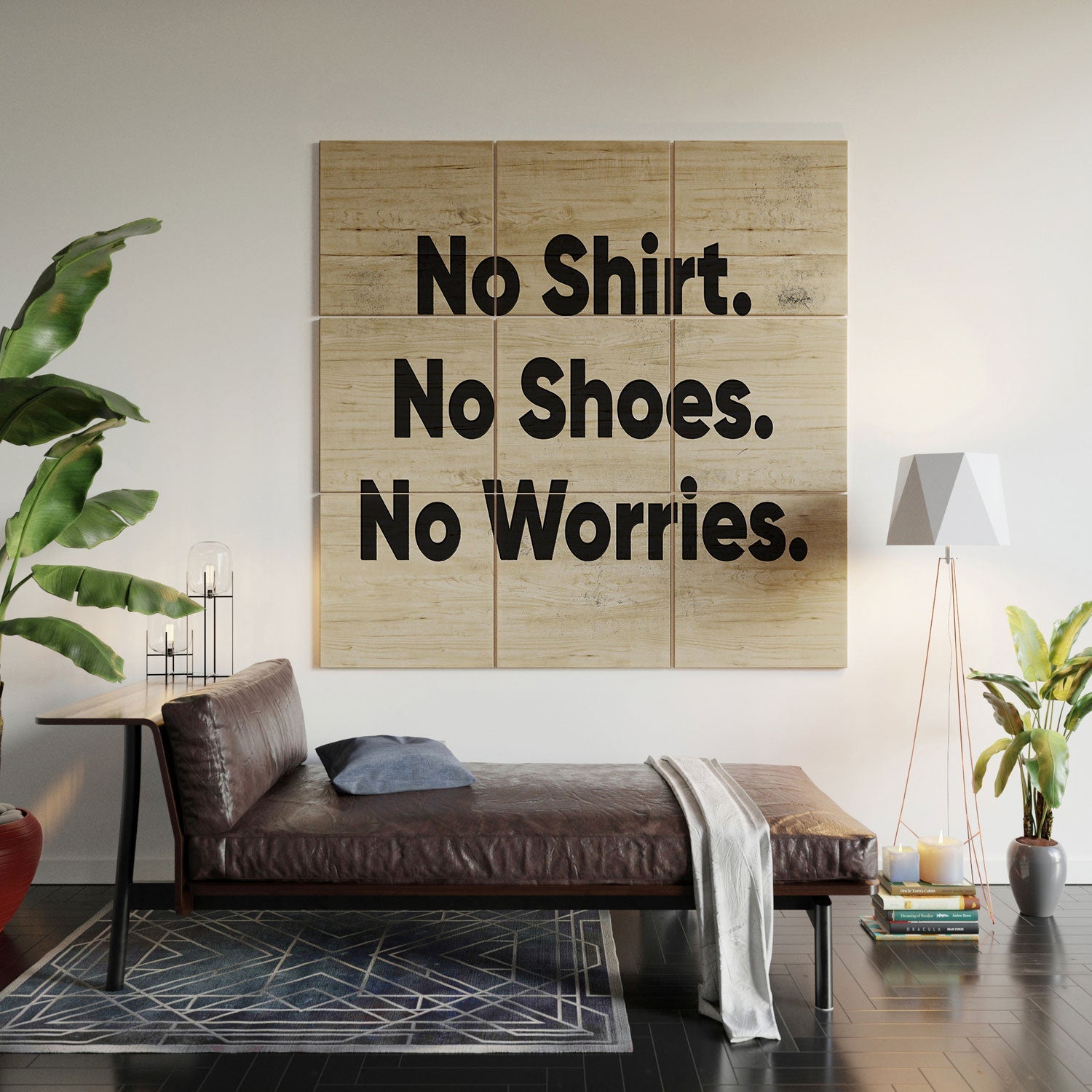 DENY Designs no shirt no shoes no worries Wood Wall Mural
