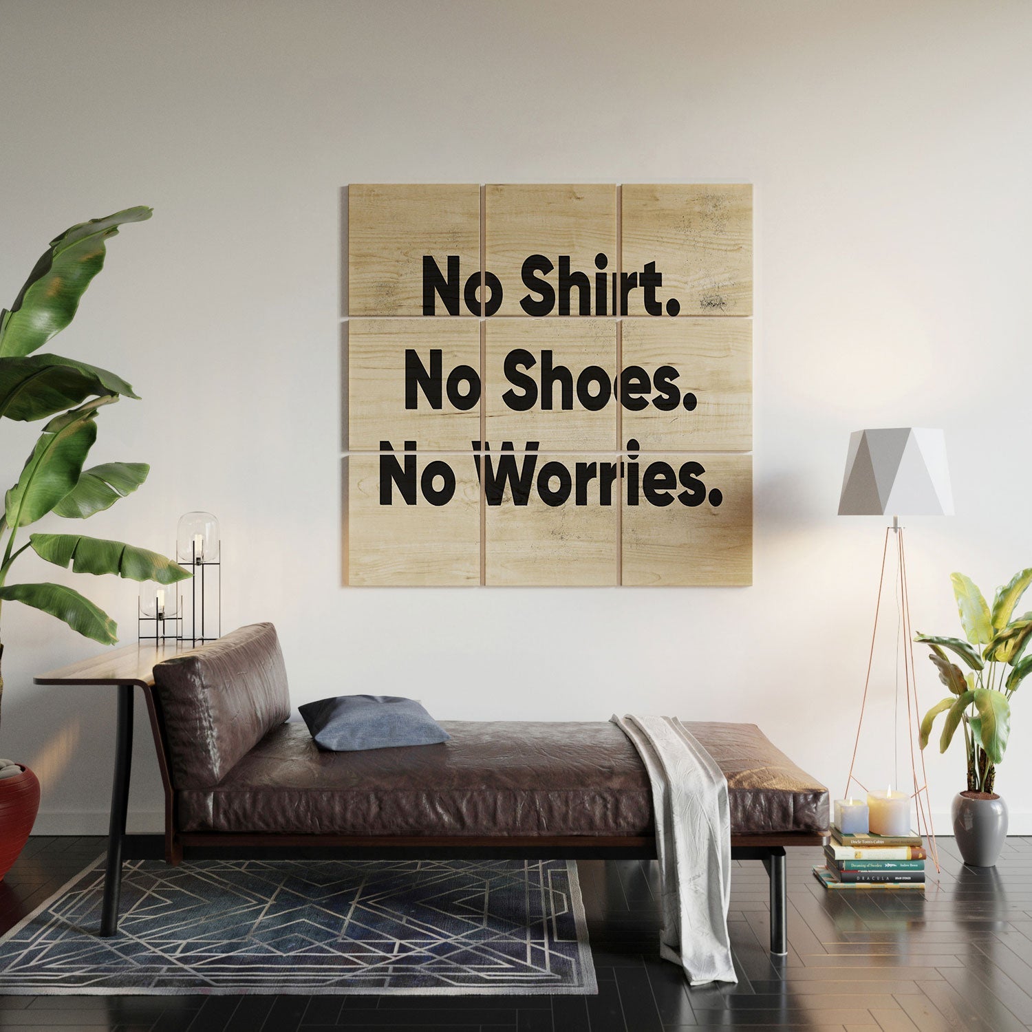 DENY Designs no shirt no shoes no worries Wood Wall Mural
