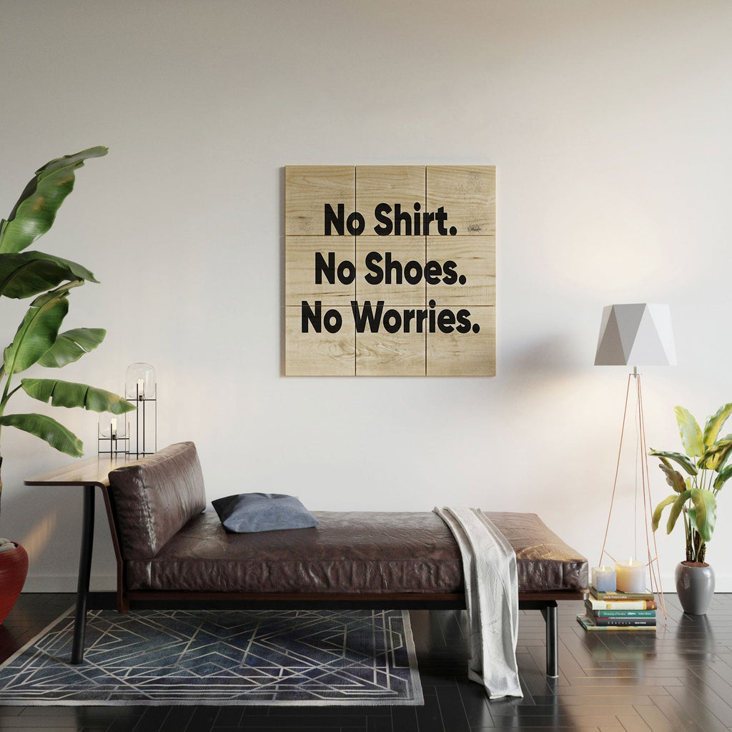DENY Designs no shirt no shoes no worries Wood Wall Mural