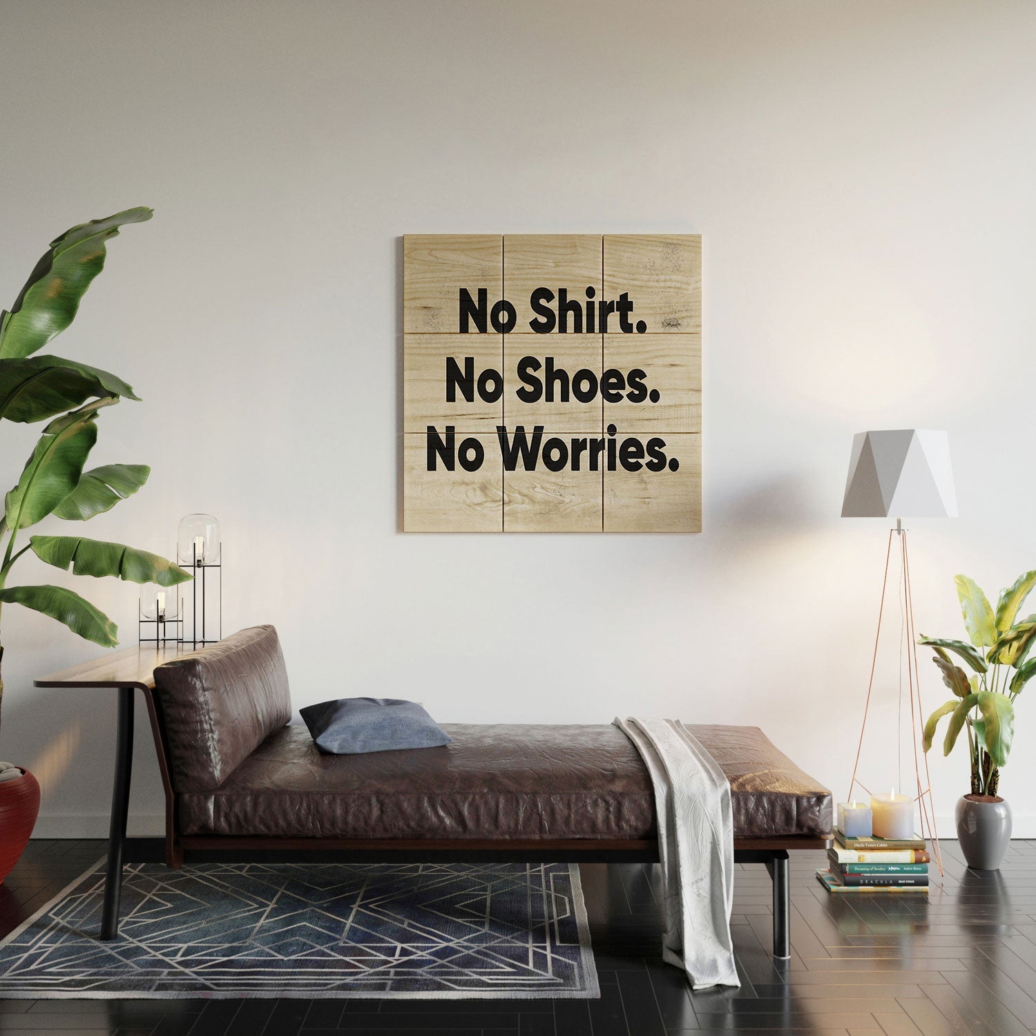 DENY Designs no shirt no shoes no worries Wood Wall Mural