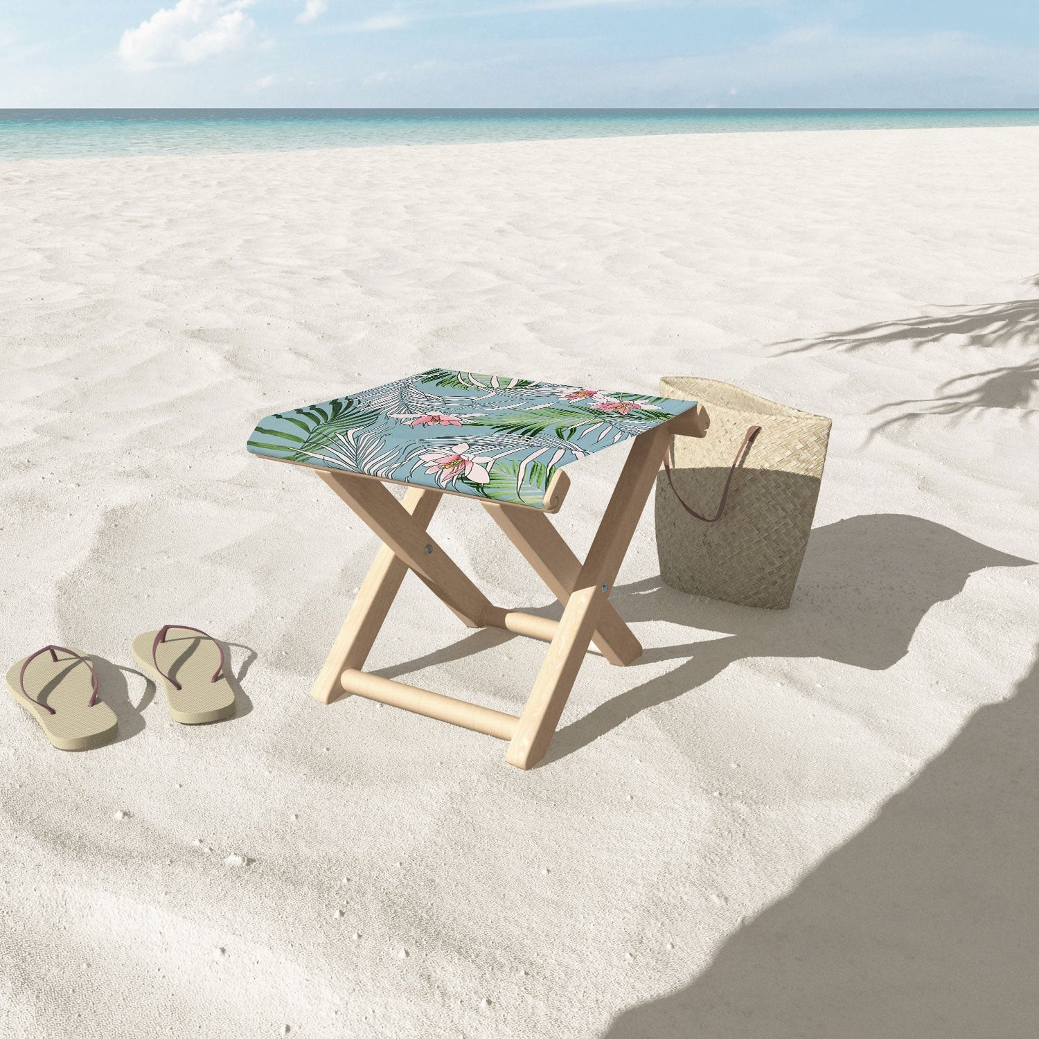DENY Designs pb palm beach floral Folding Stool
