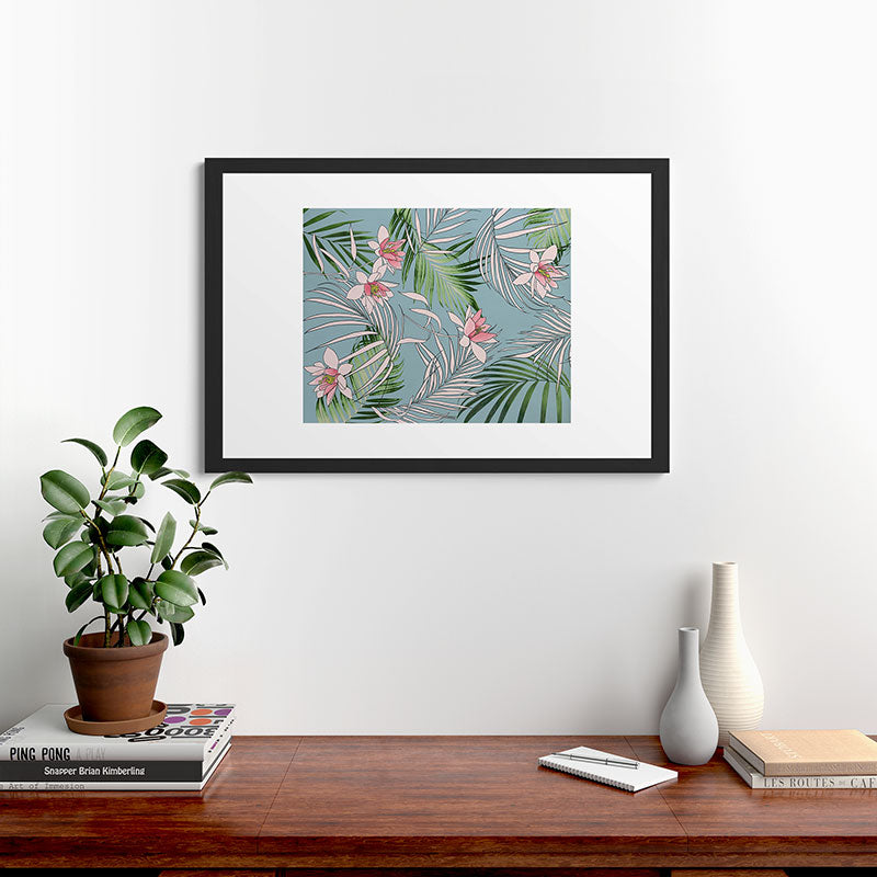 DENY Designs pb palm beach floral Framed Art Print