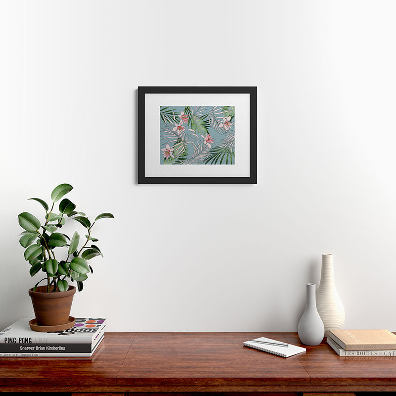 DENY Designs pb palm beach floral Framed Art Print
