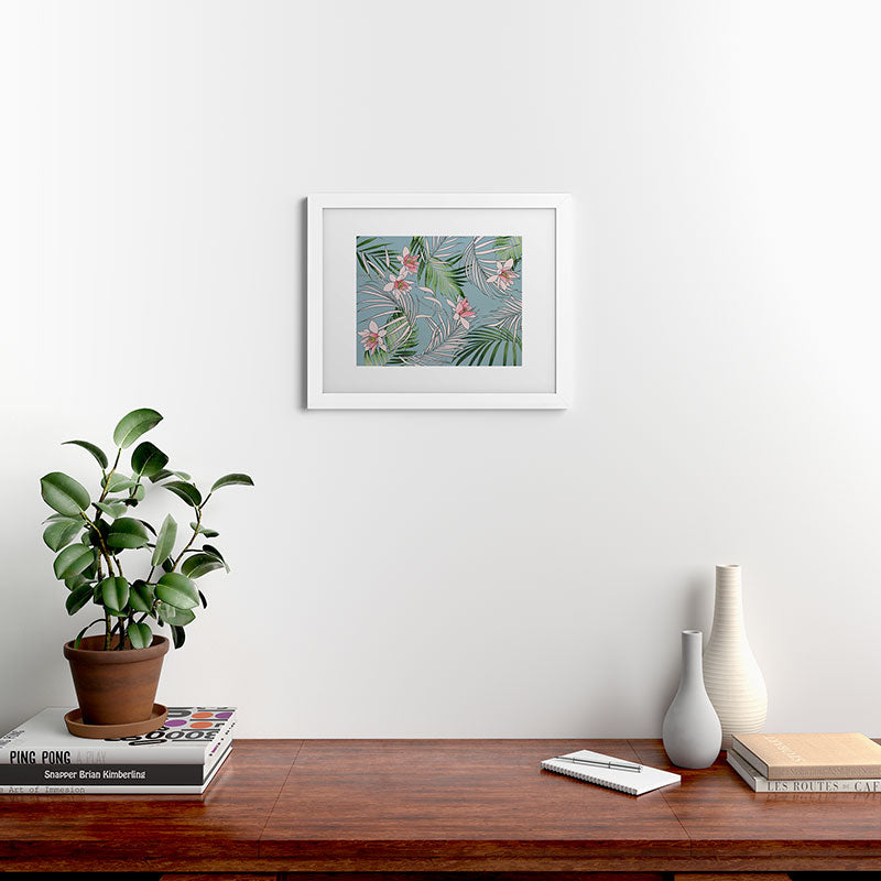 DENY Designs pb palm beach floral Framed Art Print