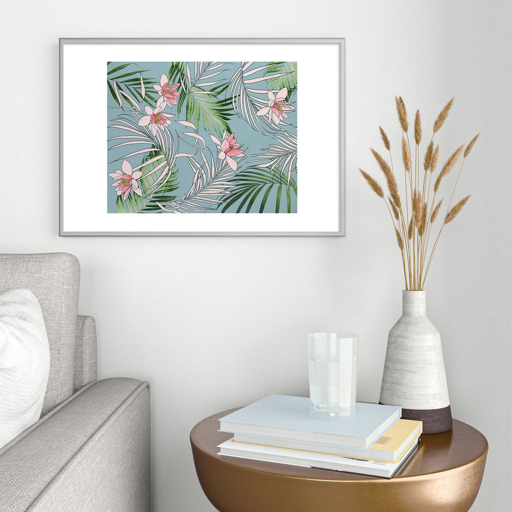 DENY Designs pb palm beach floral Metal Framed Art Print