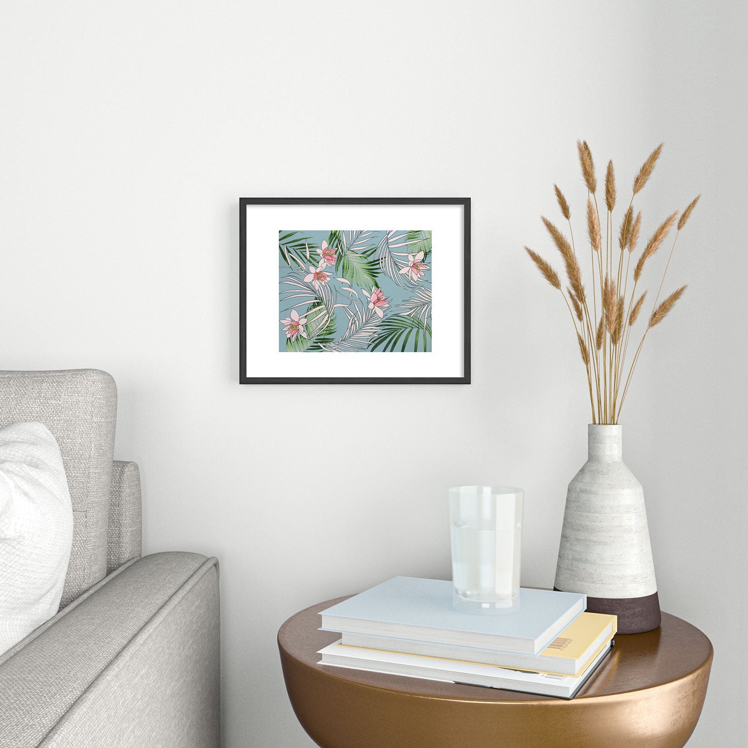 DENY Designs pb palm beach floral Metal Framed Art Print