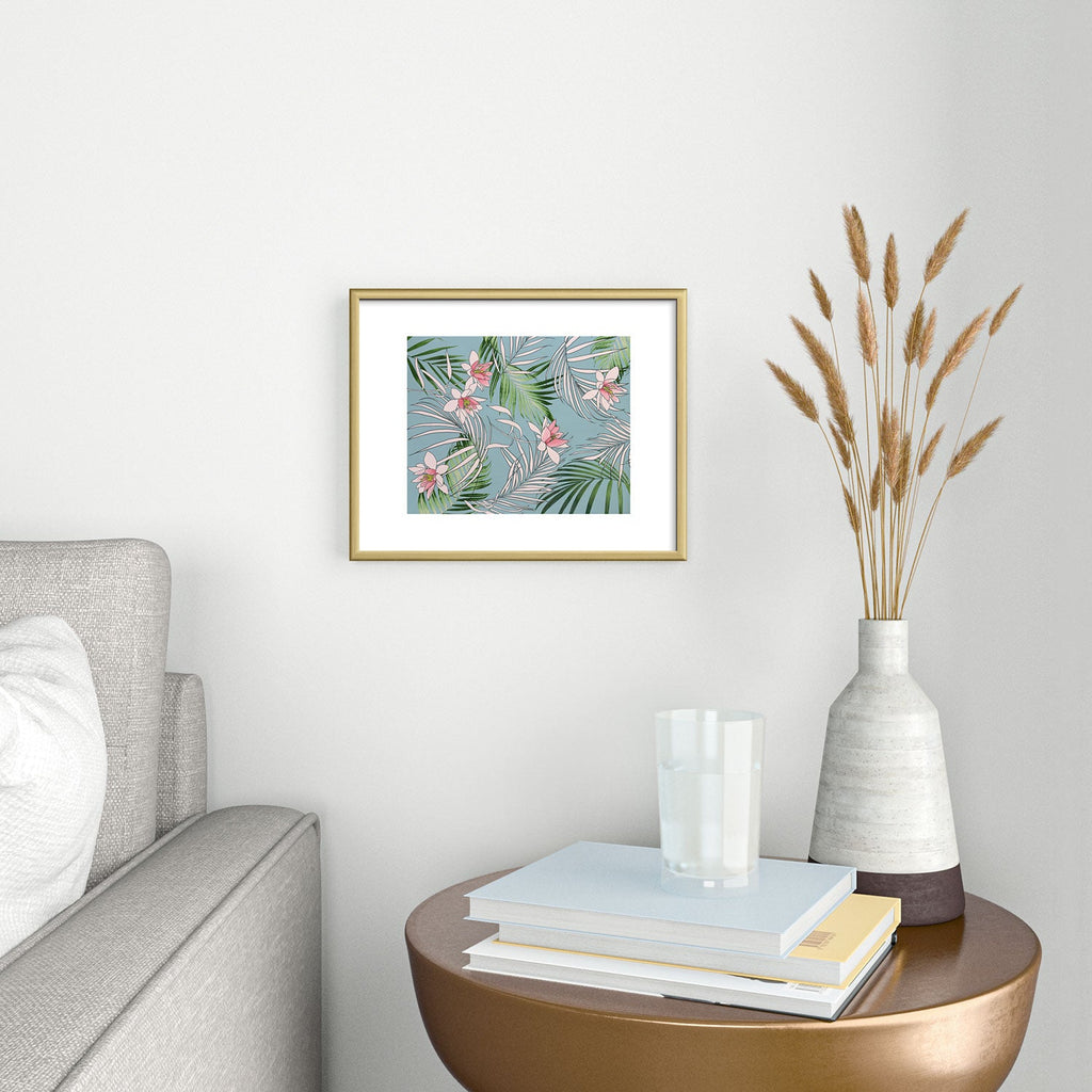 DENY Designs pb palm beach floral Metal Framed Art Print