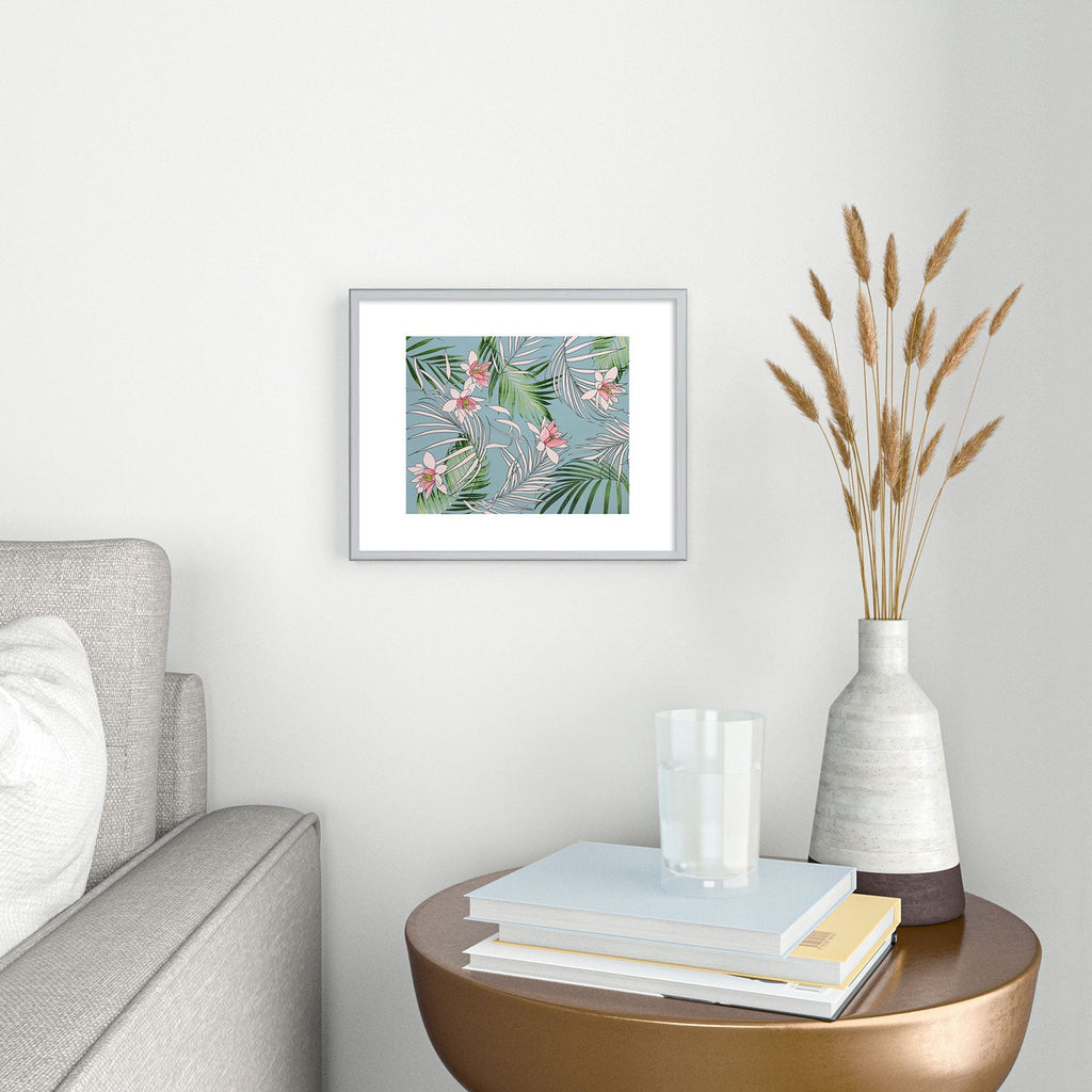 DENY Designs pb palm beach floral Metal Framed Art Print