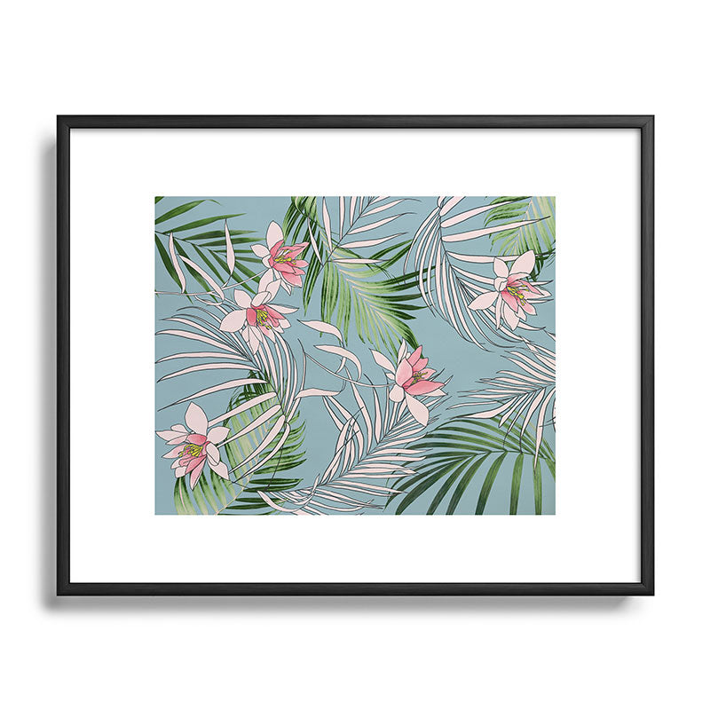 DENY Designs pb palm beach floral Metal Framed Art Print