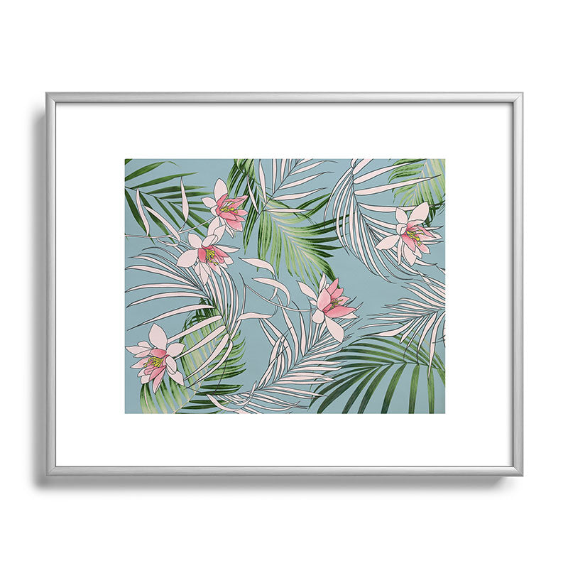 DENY Designs pb palm beach floral Metal Framed Art Print