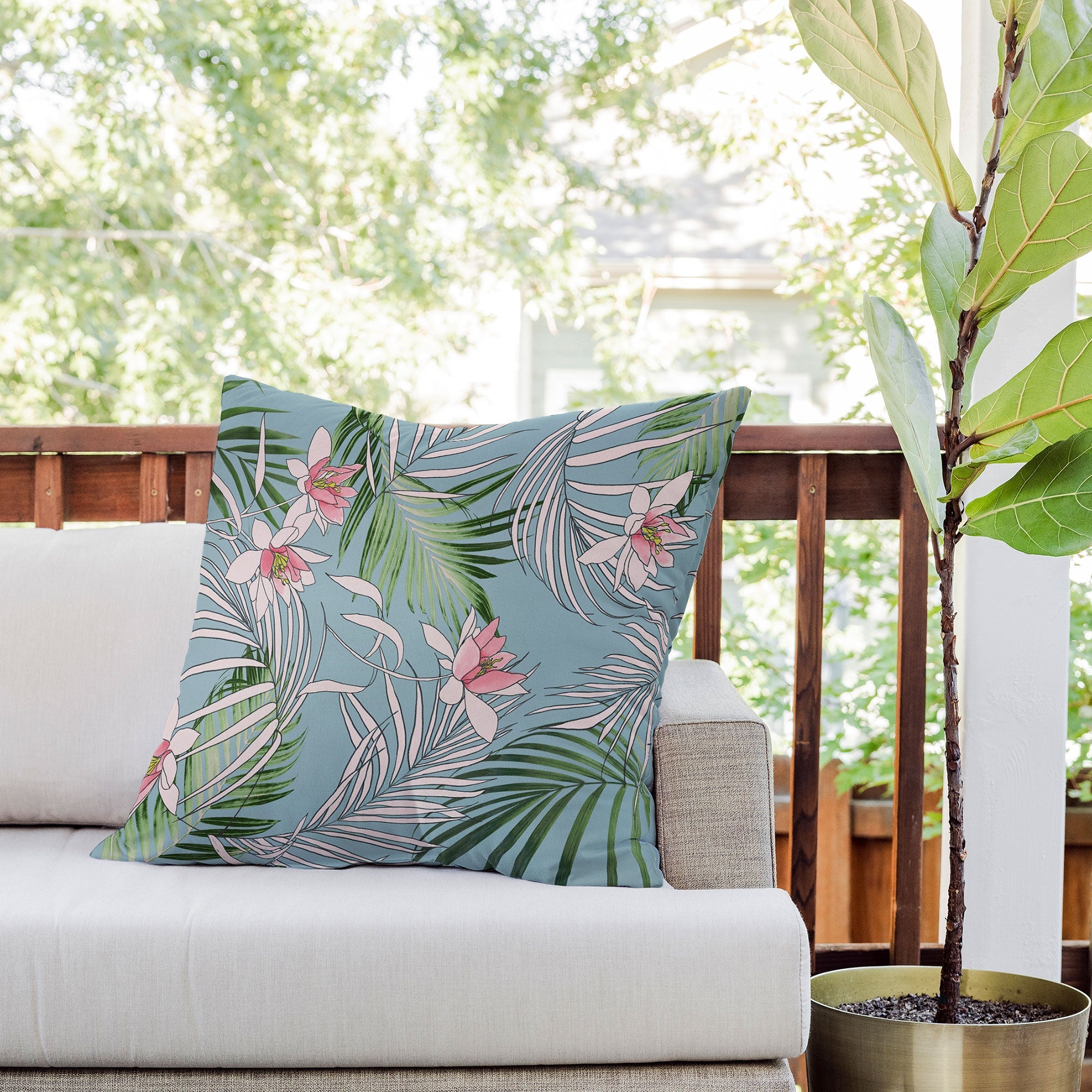 DENY Designs pb palm beach floral Outdoor Throw Pillow