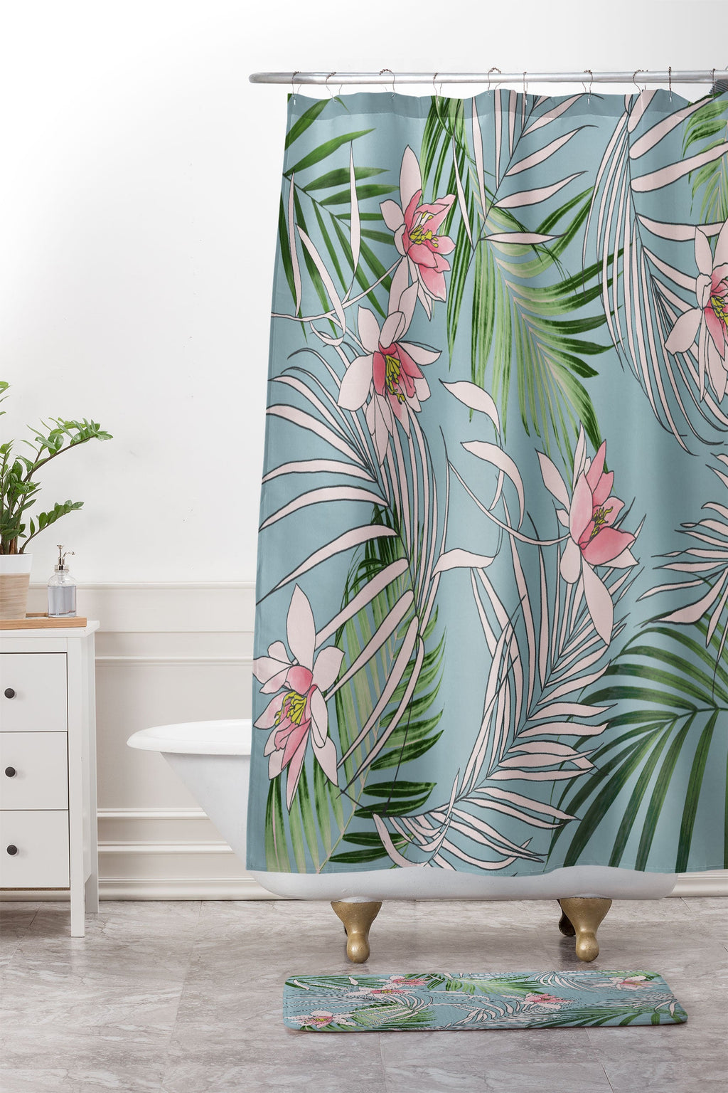 DENY Designs pb palm beach floral Memory Foam Bath Mat