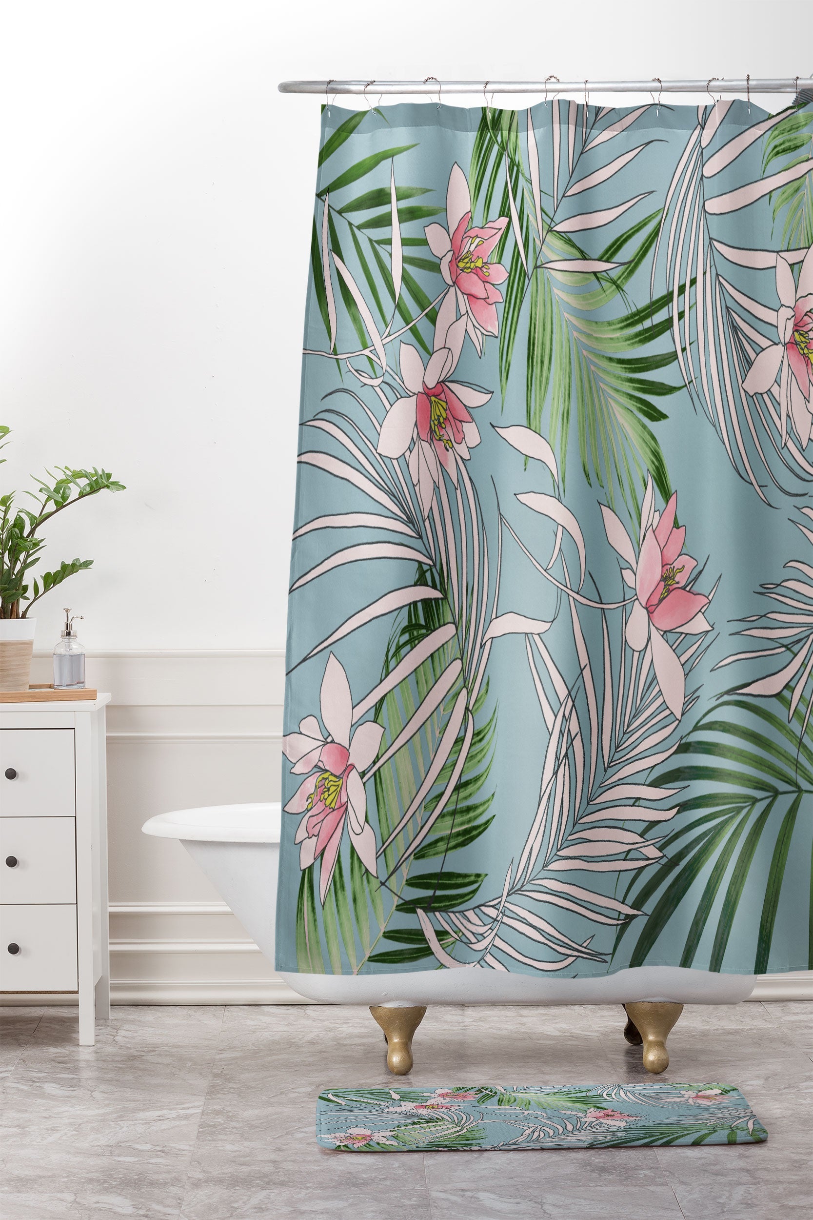 DENY Designs pb palm beach floral Memory Foam Bath Mat