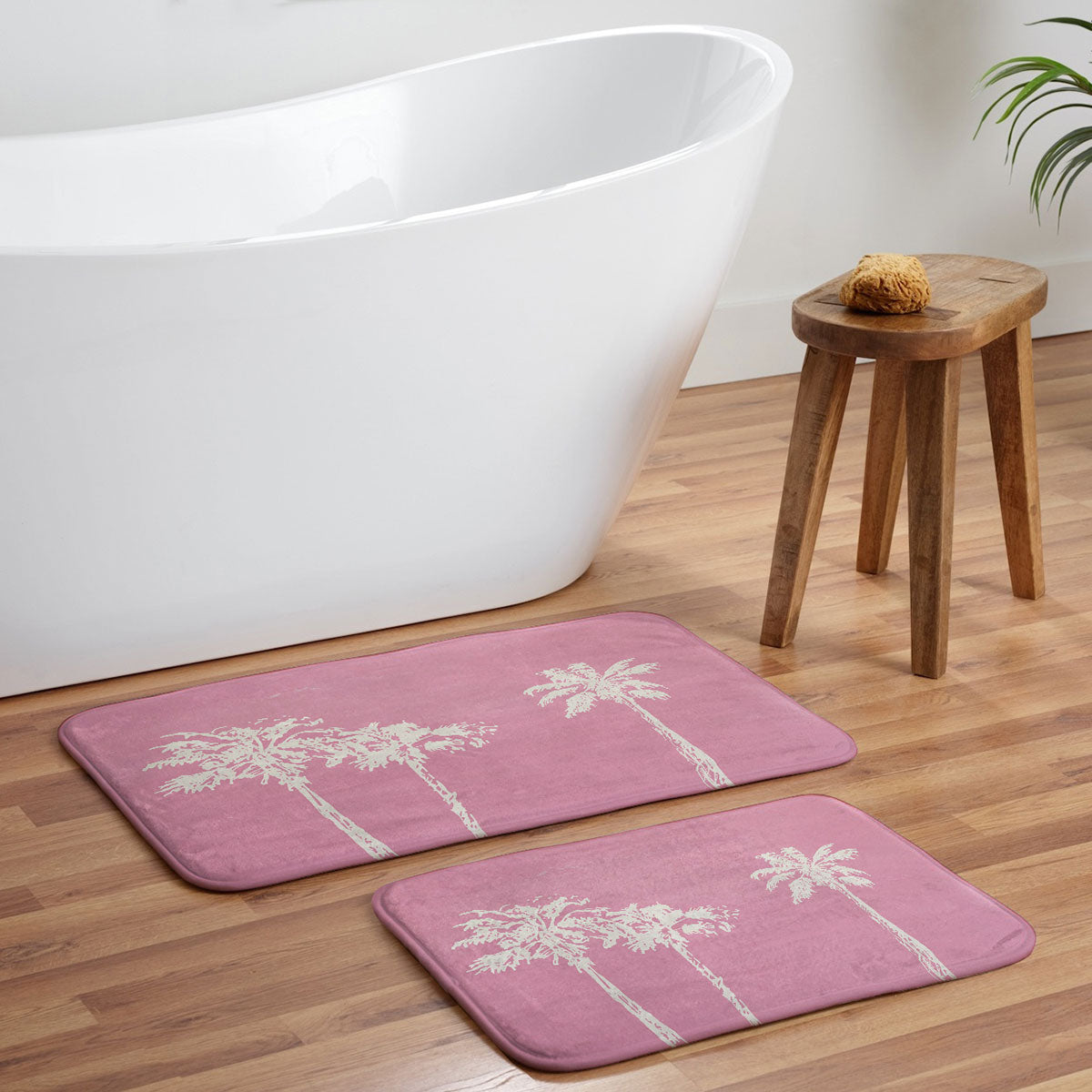 DENY Designs pb pink palm trees Memory Foam Bath Mat