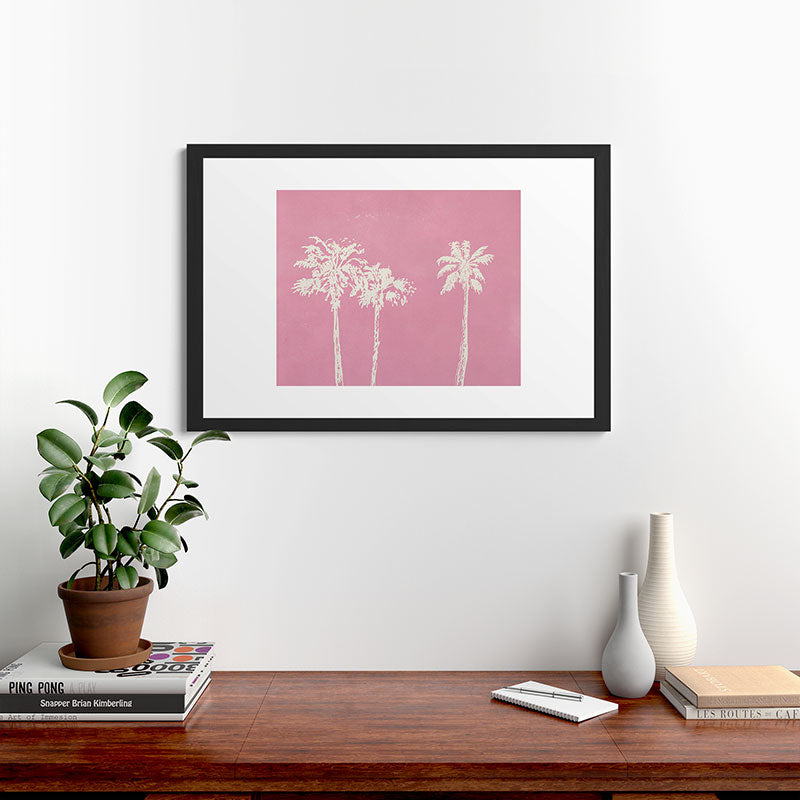 DENY Designs pb pink palm trees Framed Art Print