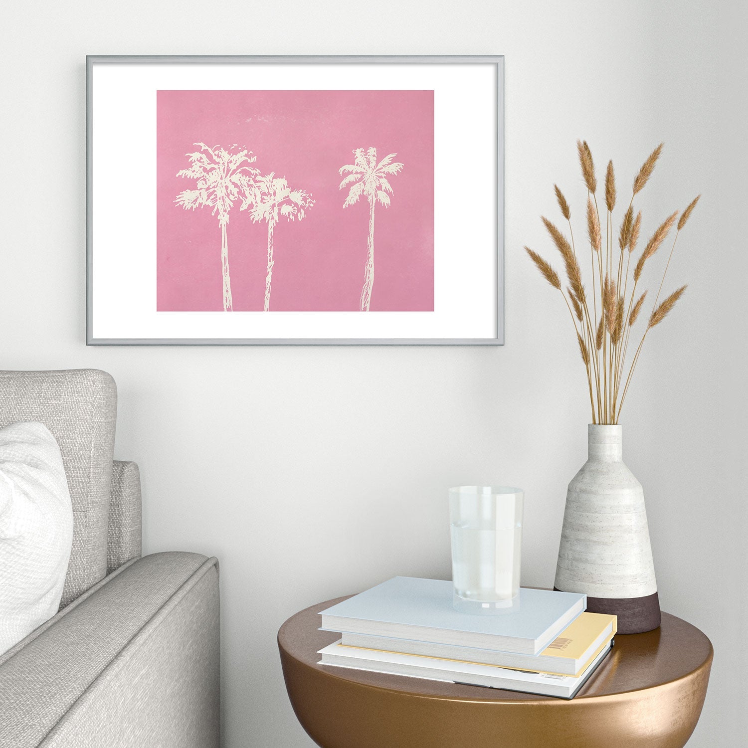 DENY Designs pb pink palm trees Metal Framed Art Print