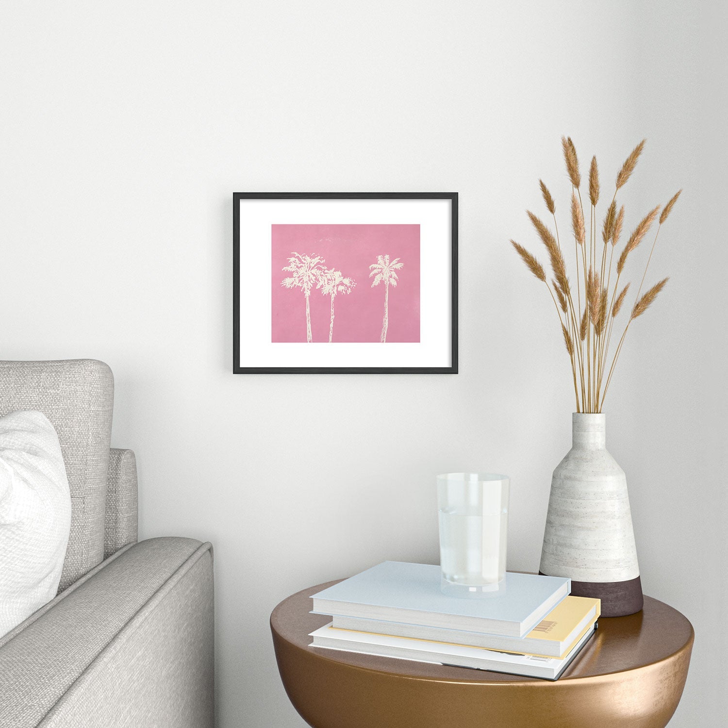 DENY Designs pb pink palm trees Metal Framed Art Print