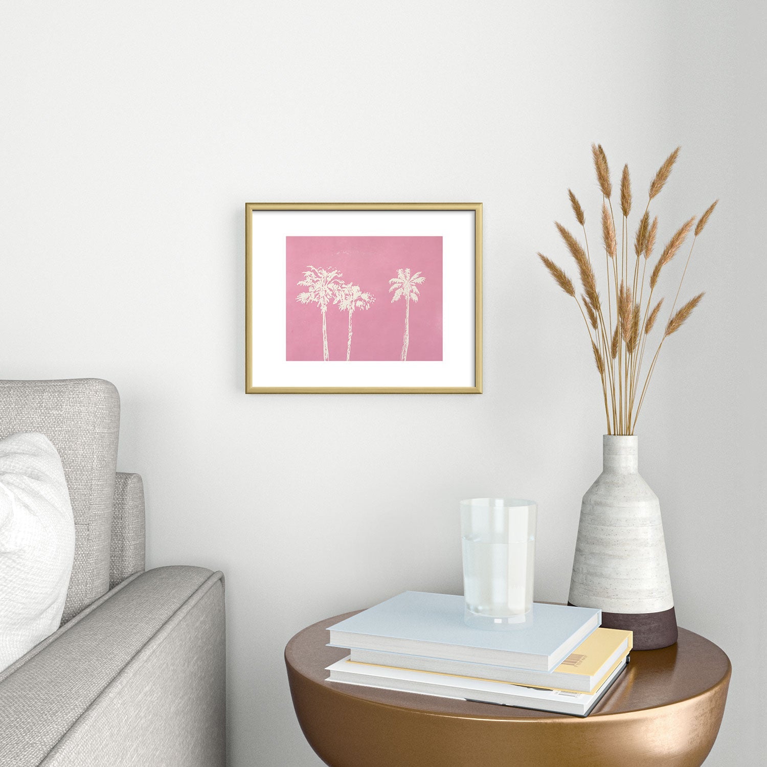 DENY Designs pb pink palm trees Metal Framed Art Print