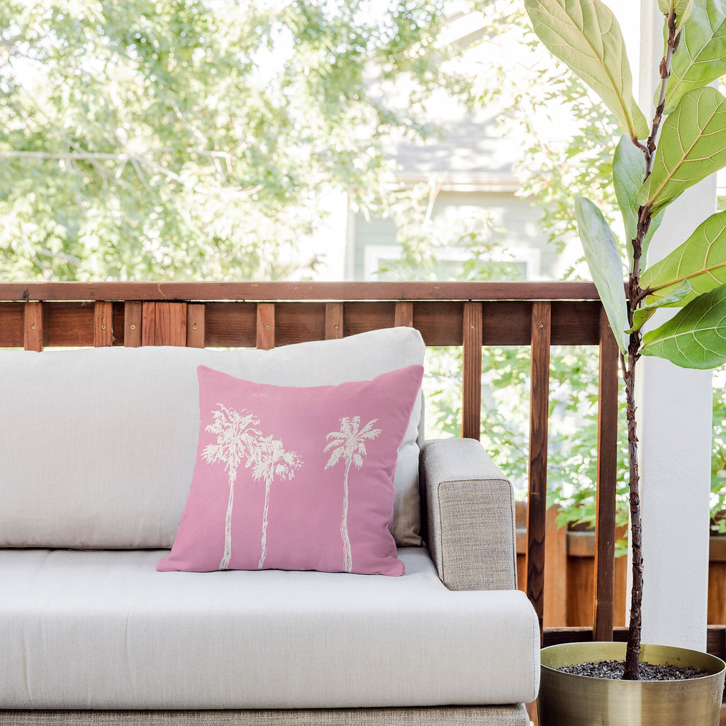 DENY Designs pb pink palm trees Outdoor Throw Pillow