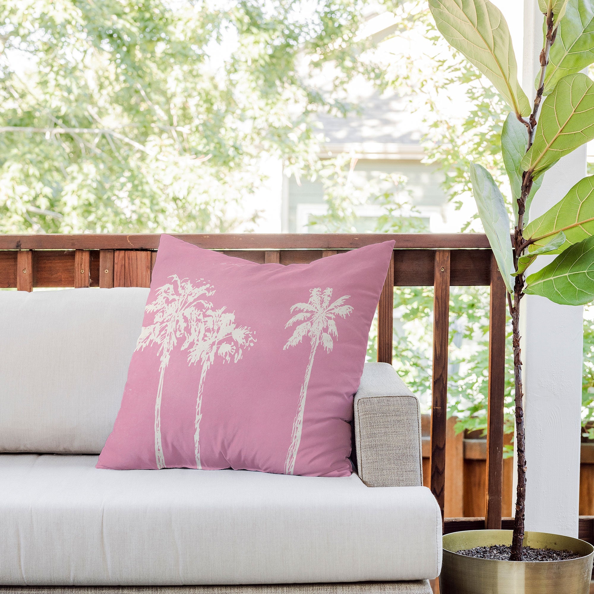 DENY Designs pb pink palm trees Outdoor Throw Pillow