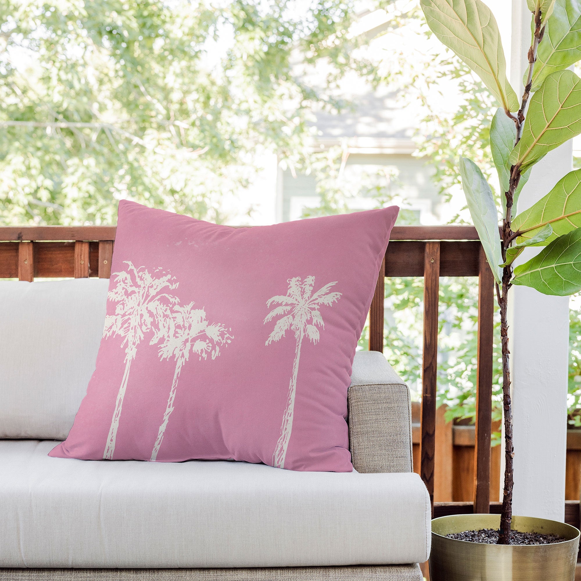 DENY Designs pb pink palm trees Outdoor Throw Pillow