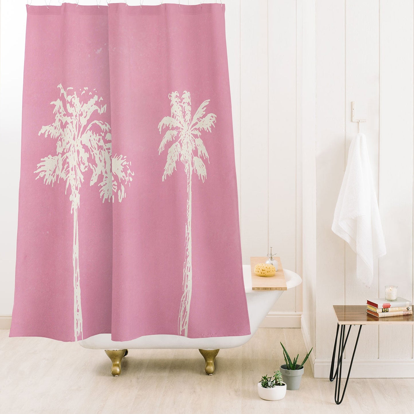 DENY Designs pb pink palm trees Shower Curtain