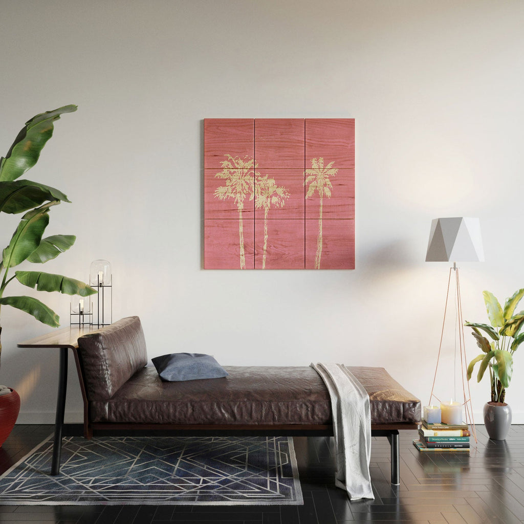 DENY Designs pb pink palm trees Wood Wall Mural