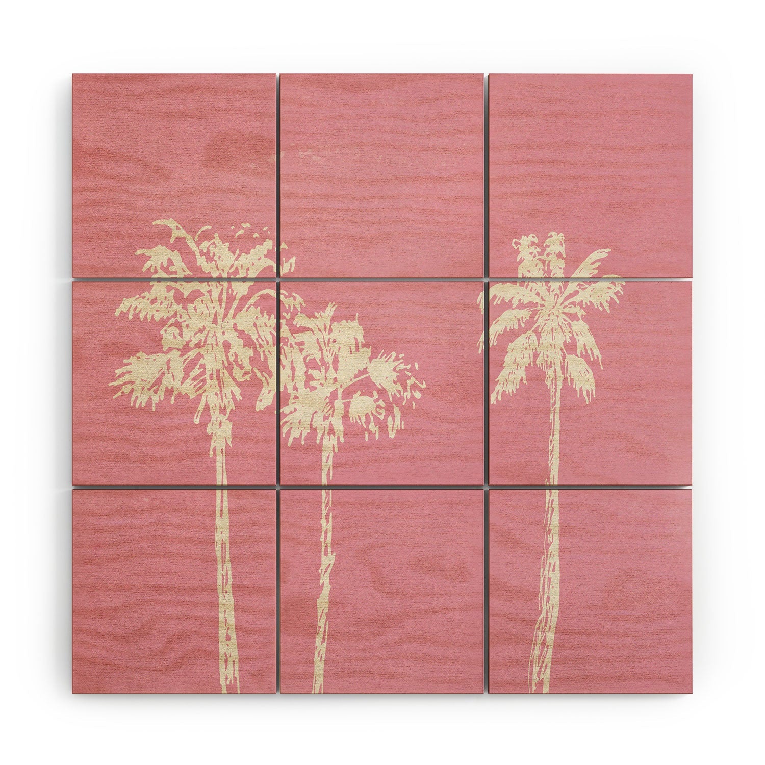 DENY Designs pb pink palm trees Wood Wall Mural