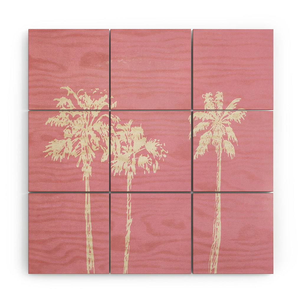 DENY Designs pb pink palm trees Wood Wall Mural