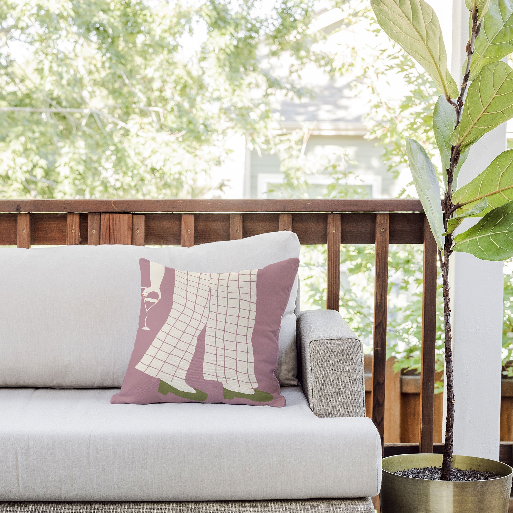 DENY Designs Pinkies Up Whimsy Outdoor Throw Pillow