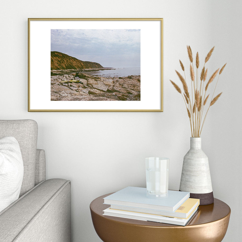 DENY Designs rocky beachside Metal Framed Art Print