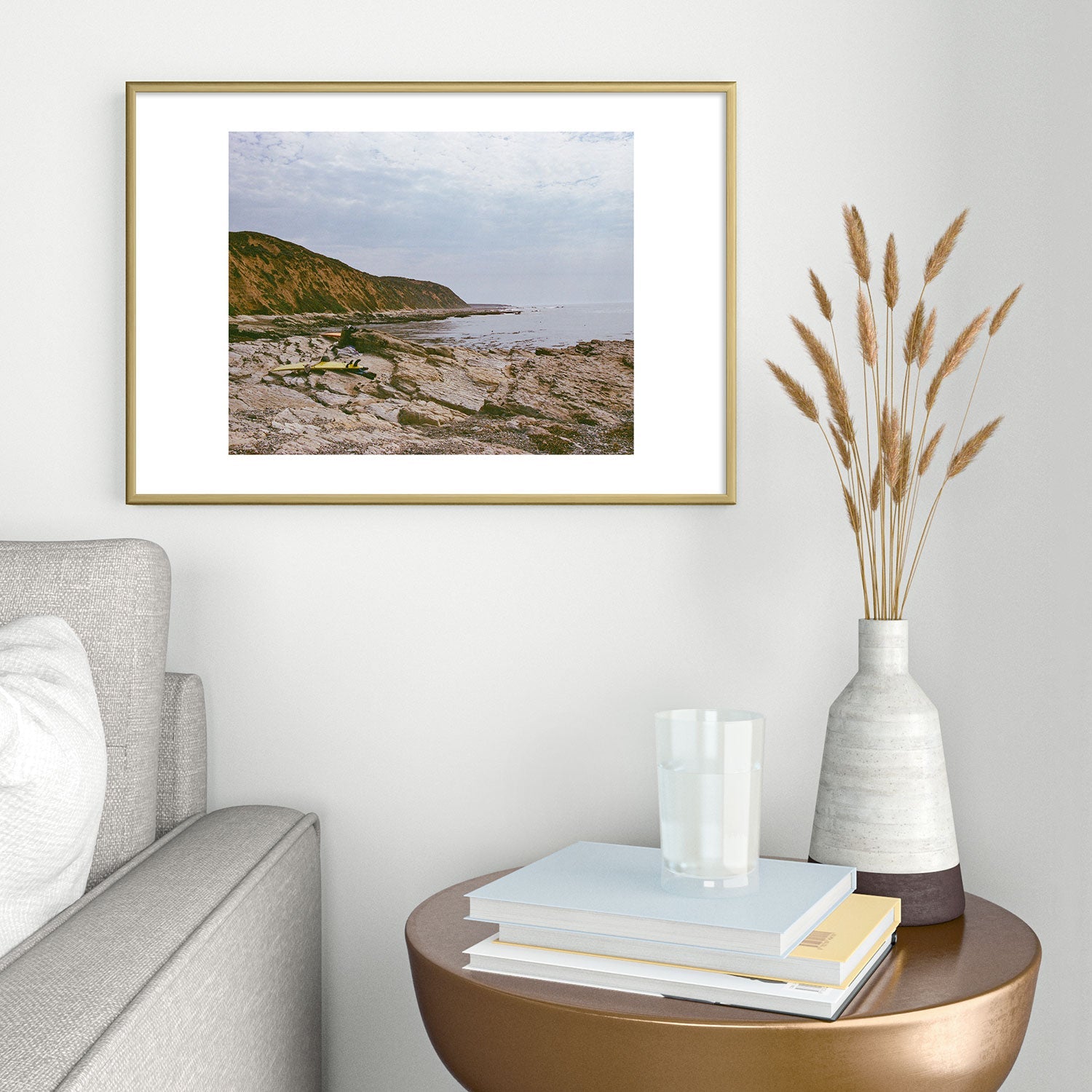 DENY Designs rocky beachside Metal Framed Art Print