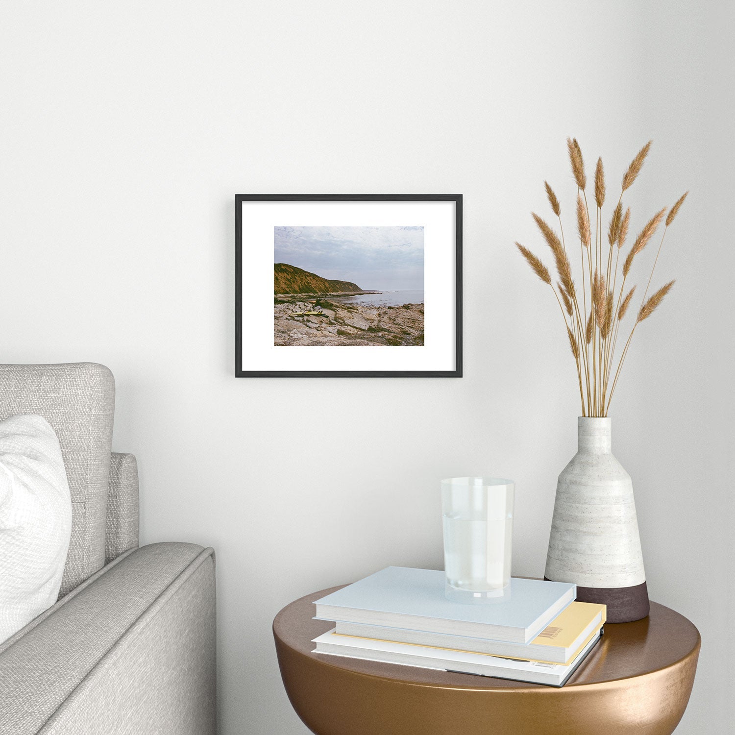 DENY Designs rocky beachside Metal Framed Art Print