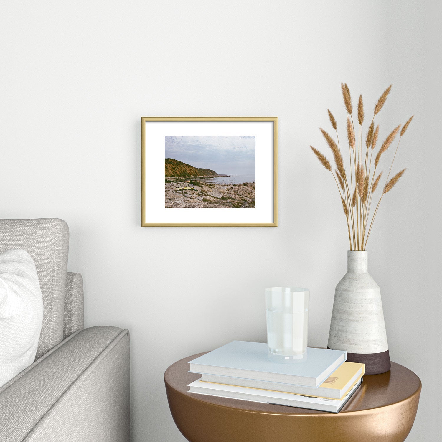 DENY Designs rocky beachside Metal Framed Art Print