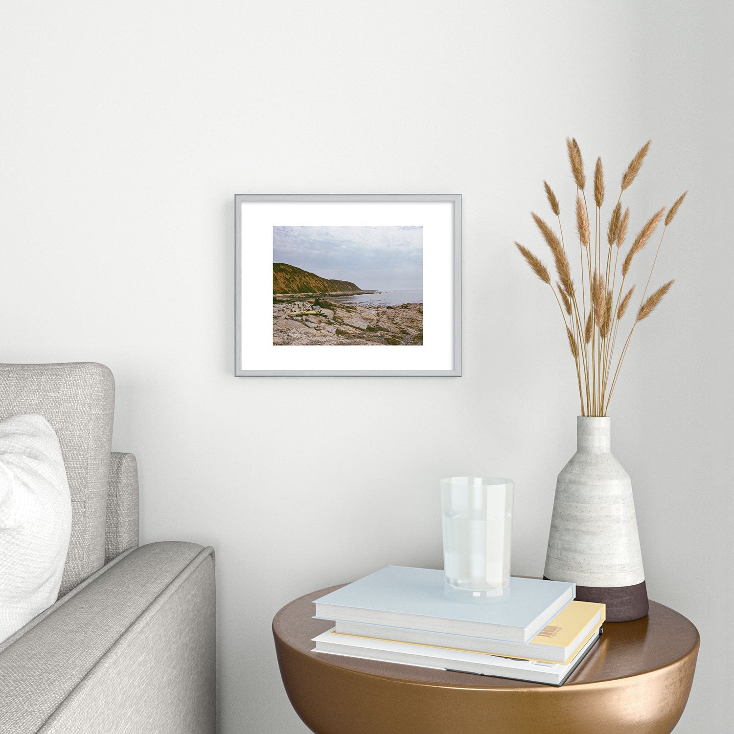 DENY Designs rocky beachside Metal Framed Art Print