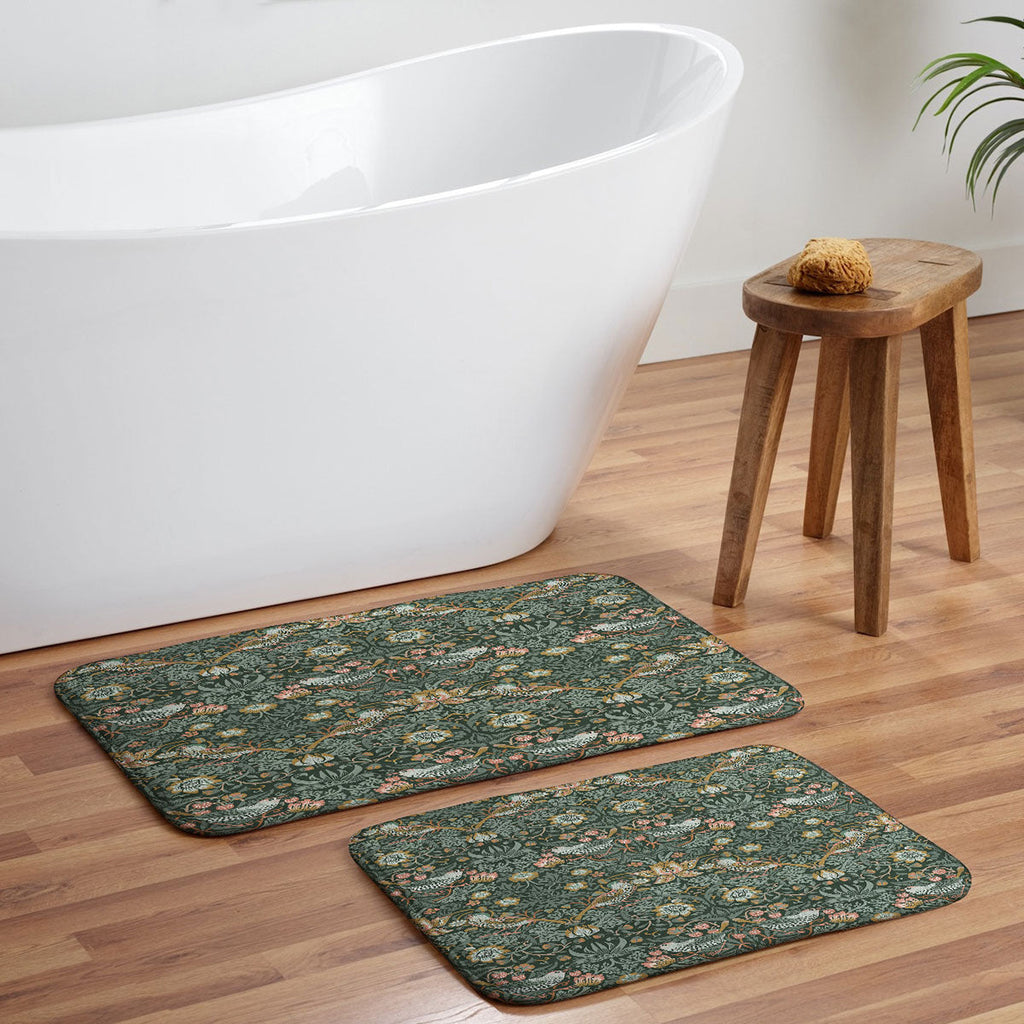 DENY Designs Strawberry Thief Green Memory Foam Bath Mat