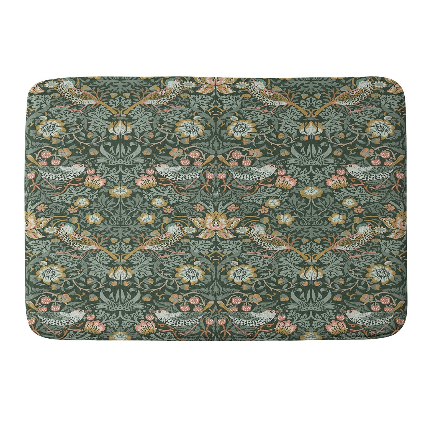DENY Designs Strawberry Thief Green Memory Foam Bath Mat