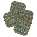DENY Designs Strawberry Thief Green Coaster Set