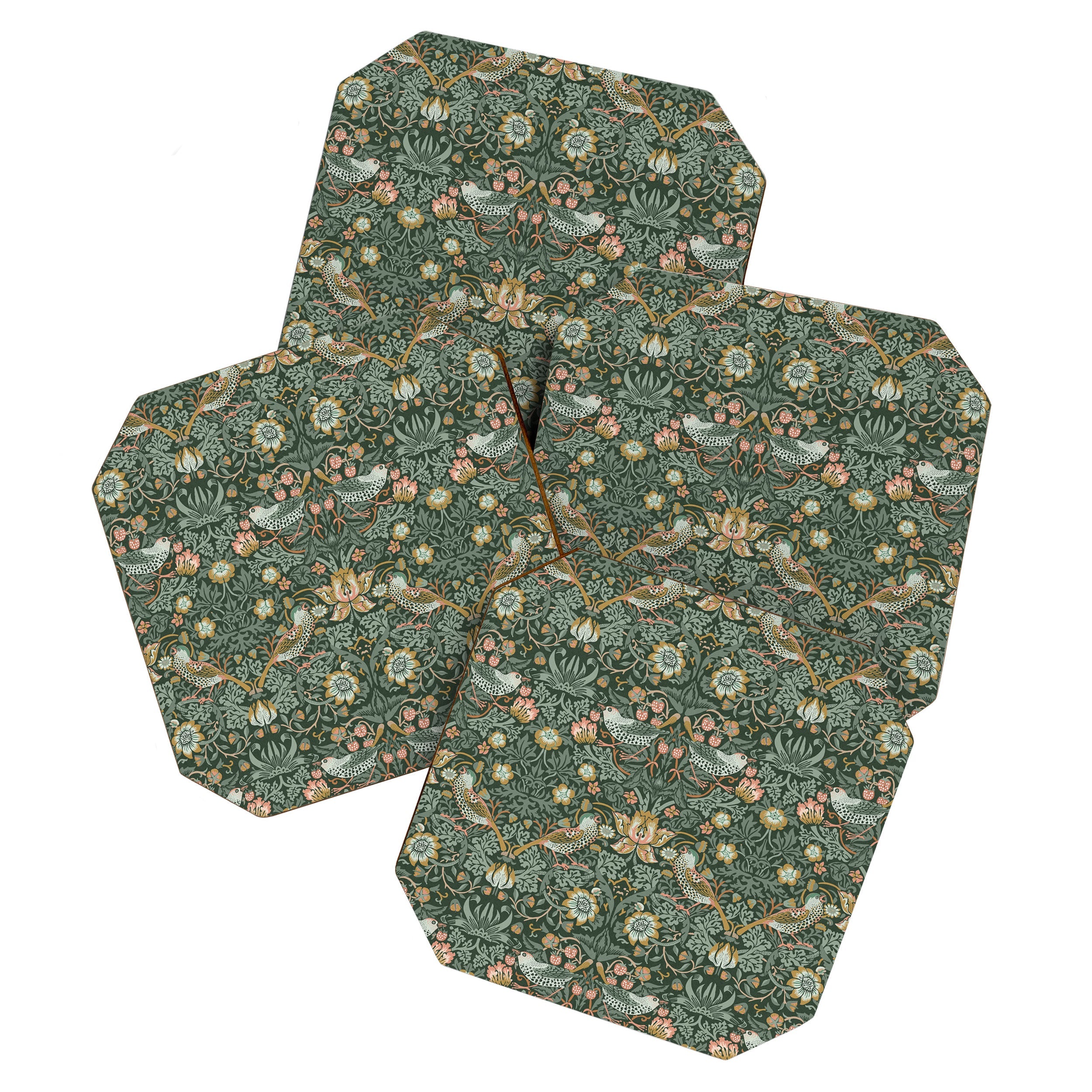 DENY Designs Strawberry Thief Green Coaster Set